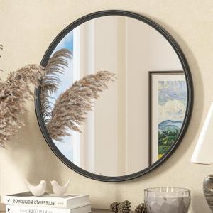 TETOTE Black Round Mirror 24 inch for Wall, Living Room, Bedroom, Vanity, Entryway