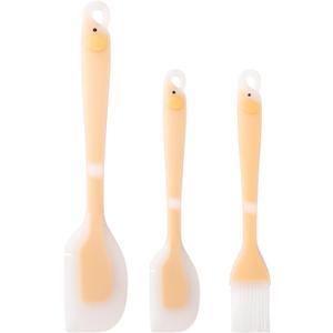 Silicone Spatula Set with Grooved Design + Basting Brush, Heat Resistant, BPA-Free & Non-Stick Small Rubber Spatula, Kitchen Utensils Set for Baking, Cooking, Scraping, Stirring & Basting 3 PCS