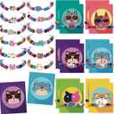 12pcs Volcanic Stone Beaded Cat Bracelets for Girls Kids Women, Cute Animal Cat Charms Adjustable Bracelets, Cat Party Favors Goodie Bag Stuffers Classroom Rewards Girls Play Jewelry Gift