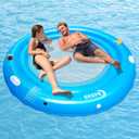 EKEPE Round Inflatable Water Hammock, 7ft Heavy Duty Tanning Pool Lounger Sunchill Float Ring, Adults Inflatable Floating Dock for Pool, Lakes, Oceans, Summer Party