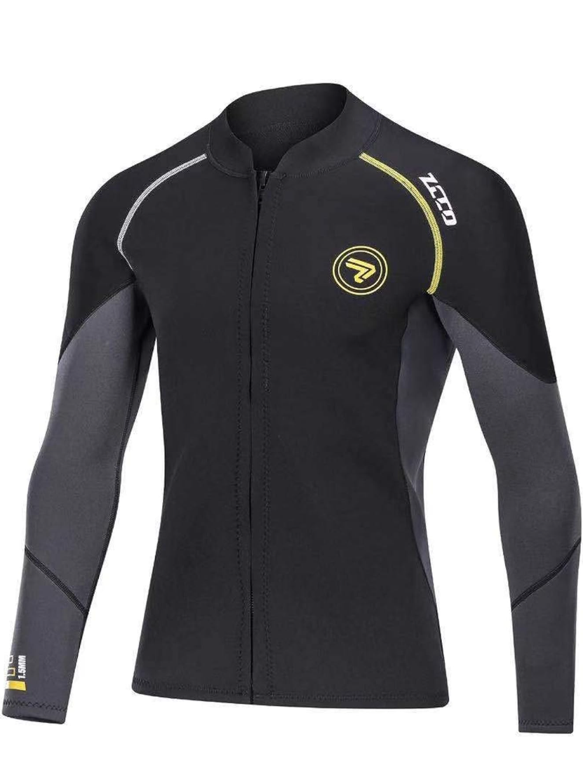 Wetsuit Top Men&Women 1.5mm/3mm Neoprene Wetsuits Jacket,Front Zipper Long Sleeves Diving Suit for Swimming,Snorkeling,Scuba Diving,Surfing 4XL