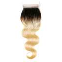 1B/613 Ombre Blonde Pre Plucked Lace Closure Human Hair Brazilian Virgin Hair Body Wavy Clousre Hair Pieces 4X4 12 Inch Bleached Knots Top Closures With Natural Hairline