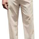 COOFANDY Men's Casual Linen Pants Elastic Waist Drawstring Yoga Beach Pants Lightweight Loose Fit Trousers with Pockets Size M
