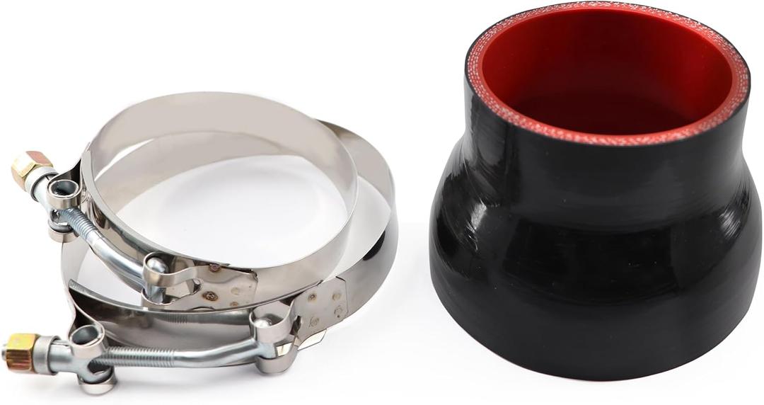 Silicone Straight Reducer Hose Coupler 3 to 4 Inch for Turbocharger/Intercooler/Exhaust Air Intake Duct Pipe Adapter 4-ply Length 3 Inch with 2PCS T-Bolt Clamp