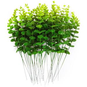 RECUTMS 36Pcs Green Eucalyptus Leaves Stems 15 inch Artificial Eucalyptuses Leaf Branches Faux Tender Greenery Picks Spring Wedding Centerpiece Flower Bouquet Arrangement Christmas Office Home Decor