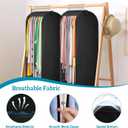 KIMBORA 10" Gusseted Clear Garment Bags for Hanging Clothes Storage, 43" Suit Bags for Closet Storage with Handles, Garment Covers for Coats, Jackets, Sweaters (2 Packs, Black)