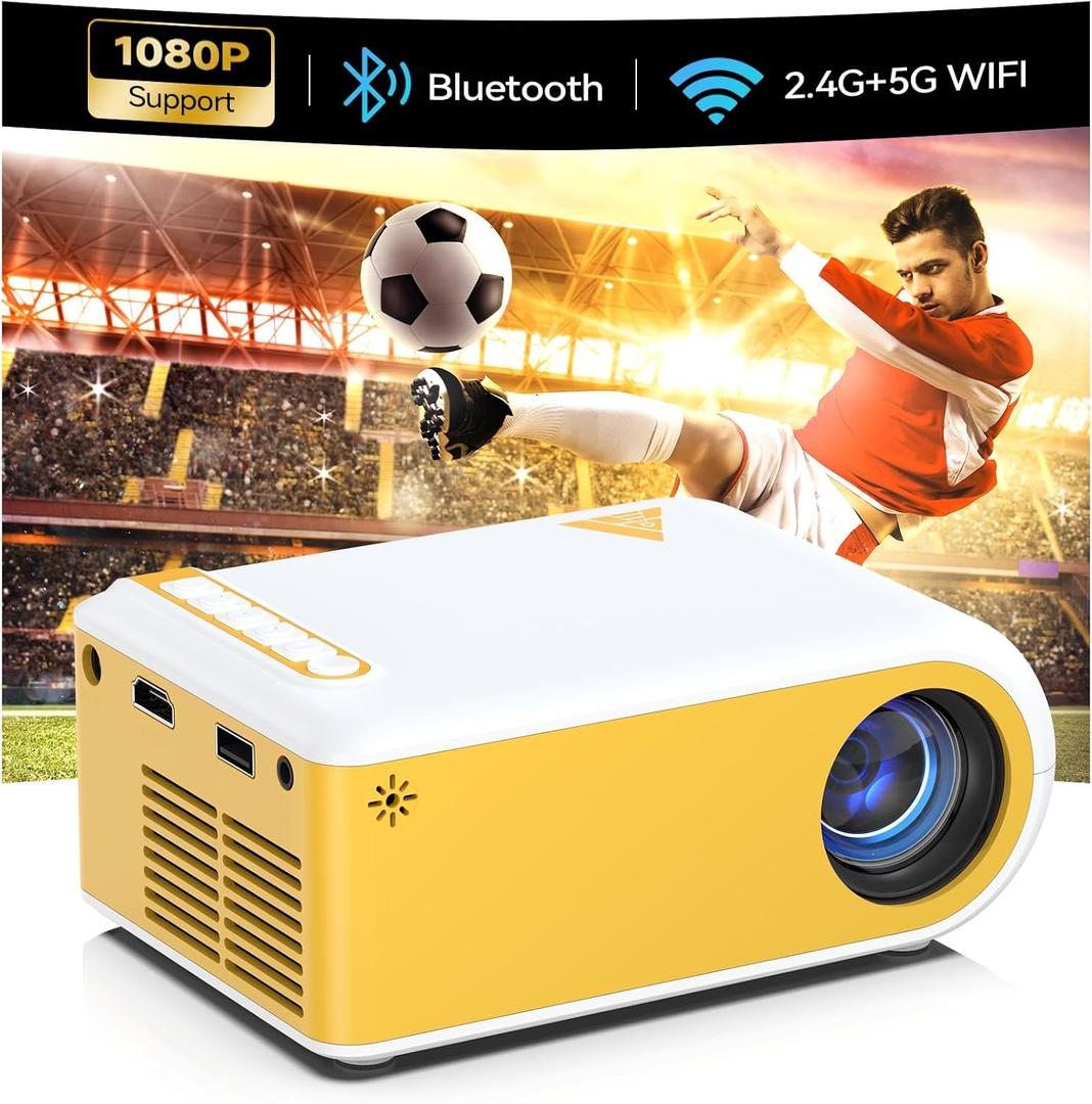 Mini Projector Portable Projectors with Wifi and Bluetooth Outdoor Movie Projectors Mini Home Theater Indoor Projector for Bedroom Built-in Speaker Compatible With HDMI/USB/TV Stick/Smartphone/Laptop
