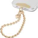 Phone Charm Strap Heart Phone Chain Wristlet With Metal Tether Tab Detachable iPhone Chain Wrist Strap iPhone Lanyard For Women,Fits All Phones,Shopping Traveling Party Walking (Pale Gold)