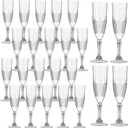24PCS Plastic Champagne Flutes,7.1Oz Acrylic Clear Wine Glasses Goblets Reusable Drinking Champagne Glasses for Wedding ,Shatterproof and Disposable Cups Plastic Goblets Grand Event Party Supplies