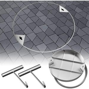 32 inch Stainless Steel Invisible Manhole Cover, Round Embedded Septic Tank Cover with Frame and Lifting Hooks, for Yard/Pavement