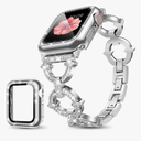 Mesime Compatible with Apple Watch Band 38mm 40mm 41mm 42mm 44mm 45mm 46mm, Women Bling Jewelry Bands with Tempered Glass Screen Protector Case, Shiny Strap for iWatch Series 10/9/8/7/6/5/4/3/2/1/SE