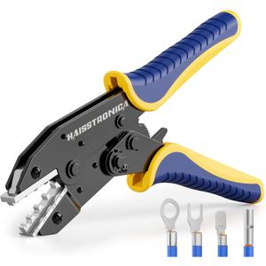 haisstronica Crimping Tool for Non-Insulated Terminal,AWG 22-8 Ratchet Wire Crimper Tool,Wire Terminal Crimper HS-7327, 60mm x 230mm