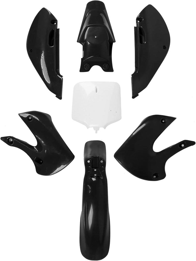 Aramox Motorcycle Fairing Kit, Motorcycle Mudguard Fuel Cover Kit, Fit for KLX110 KX65 DRZ110 RM65, Plastic Fairing Body Work Kit for Motorcycles (Black)