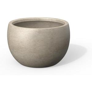 Kante 11.8" Dia Round Concrete Planter, Outdoor/Indoor Large Bowl Plant Pots with Drainage Hole and Rubber Plug for Garden Patio Balcony Home,Weathered Concrete