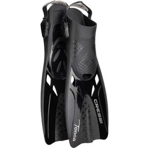 Cressi Adult Adjustable Snorkeling Fins with Ultra Resistant Buckles, Very Light, Ideal for Traveling - Tonga: Designed in Italy (L/XL | US Man 9/13 | US Lady 10/14 | EU 42/47, Black)