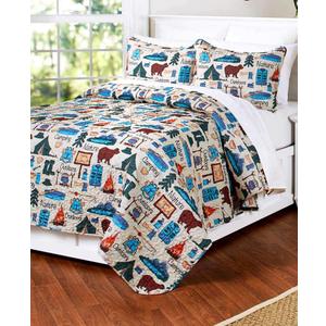 The Lakeside Collection Campsite Quilt Set with Retro Camping Print - 3-Pc. Full/Queen