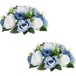 Flower Centerpieces for Wedding Tables: Wedding Table Decorations Dusty Blue & White Flower Balls Centerpieces for Engagement Cerebration Party Center Pieces 2 Packs