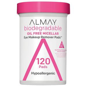 Almay Eye Makeup Remover Pads with Aloe, Oil Free, Hypoallergenic, Fragrance Free, Dermatologist & Ophthalmologist Tested, 8.8 oz, 120 Pads (Pack of 2)