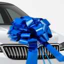 WRAPAHOLIC 23" Big Car Bow Pull Bow - Glossy Blue Design - Perfect for Car Decorative, Birthday, Holiday, Christmas