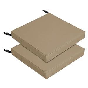 Easy-Going 24x24x4 in 2 Pack Waterproof Outdoor Chair Cushion Non-Slip Patio Garden Couch Seat Cushion with Zipper and Adjustable Straps