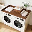 Washer Dryer Countertop, 54" x 27.5" Laundry Machine Topper with Edge Guard, Anti-Slip Over Washer Dryer Top for Laundry Room Organization & Clothes Folding, (Walnut)
