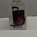 Top Tech Audio Rock-8 1500W Portable Bluetooth Speaker, 8-Inch Woofer, LED Lights, Rechargeable Battery, Wireless Streaming, USB, TF Card & AUX Input, FM Radio, Karaoke Microphone Included, Red