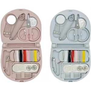 3 x 2 Pack Mini Sewing Kit with Threads, Portable Sewing Kit with 2 Color Spool - Needles, Scissors, Travel Sewing Supplies for Home, Emergency, Adults and Beginners (Pink, Blue)