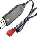 3.7V USB Charger Cable with JST Plug Compatible for RC Aircraft Helicopter/Sky Viper Drone/RC Car Toys Accessories for Universal 3.7V Lipo Battery (1) (Black)