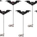 6pcs 3D Realistic Halloween Bat Decor for Yard, Outdoor Garden Stakes with Poles Garden Ornaments for Outdoor Lawn Patio Halloween Party