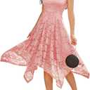 Meetjen Women's Lace Cocktail Party Dress 2025 Handkerchief Hem Bridesmaid Prom Formal Dresses for Wedding Guest (Large)