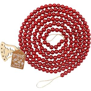 Ceenna 2 Pcs 18 Feet Wood Bead Garland for Christmas Tree Christmas Round Bead Garland Decor Farmhouse Wall Hanging Decorative(Frost Color)