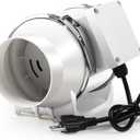 Duct Fan, 6 Inch Inline Fan 390 CFM Duct Fans, Inline Ventilation Exhaust for Basement, Bathroom, Kitchen, Grow Tent, Hydroponics, Offices, Restaurant, Factory or Warehouse