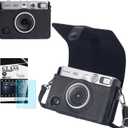 CAIYOULE Mini EVO Case, Protective Case for Fujifilm Instax Mini EVO Instant Digital Hybrid Camera, Mini EVO Accessories with PU Leather Bag and Screen Protector (Vintage Black)