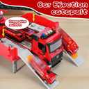 Toy Fire Truck Toddler Rescue Firetruck - Fire Engine Toy with Water Pump STEM Education Lights & Sounds Transformer Ejector Truck Car Race Track Kids Ages 3-5 6 7 8 Year Old Christmas Birthday Gift