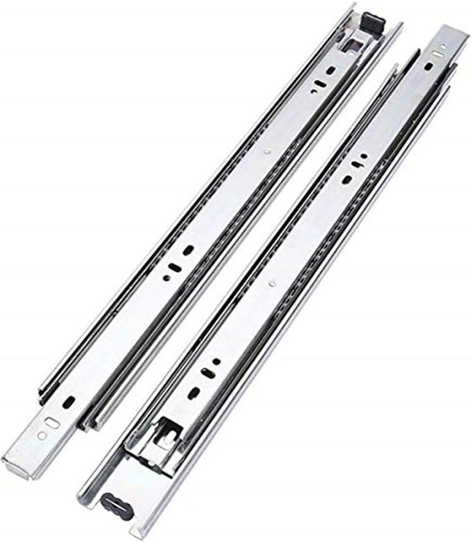 15" 3 Fold Side Mount Full Extension Ball Bearing Drawer Slides Silver Tone 2 Pcs