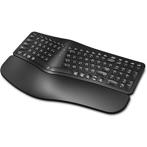 EDJO Ergonomic Wireless Keyboard Rechargeable, Bluetooth/2.4G Wireless Keyboard with Cushioned Wrist Rest, MultiDevice, Split Design, for Windows/Mac/Android/iOS