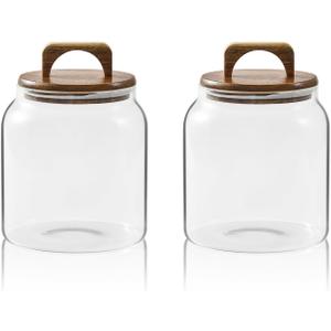 Sweejar Glass Jars for Laundry Room Organization, Half-Gallon Laundry Pods Container, Glass Food Storage Jars with Airtight Lid, 2 Pack, Hand Lid
