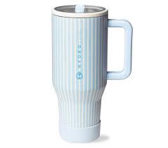 HydroJug Traveler - 40 oz Water Bottle with Handle & Flip Straw - Fits in Cup Holder, Leak Resistant Tumbler-Reusable Insulated Stainless Steel & Rubber Base - Gifts for Women & Men, Cape Cod