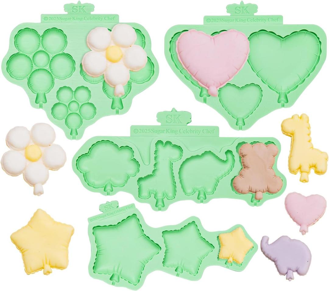 KALAIEN Animal Molds Silicone,Star Chocolate Mold,Heart Gummy Candy Molds Flower Fondant Molds for Candle Mold,ice Cube tray,Cupcake Topper,Polymer Clay Molds Set of 4