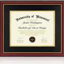 15x18 Diploma Frames with 11x14 Black Mat Display Documents 11 x 14 or 15 x 18 without Mat, 14x11 Cherry Red Frame for Wall Mounting