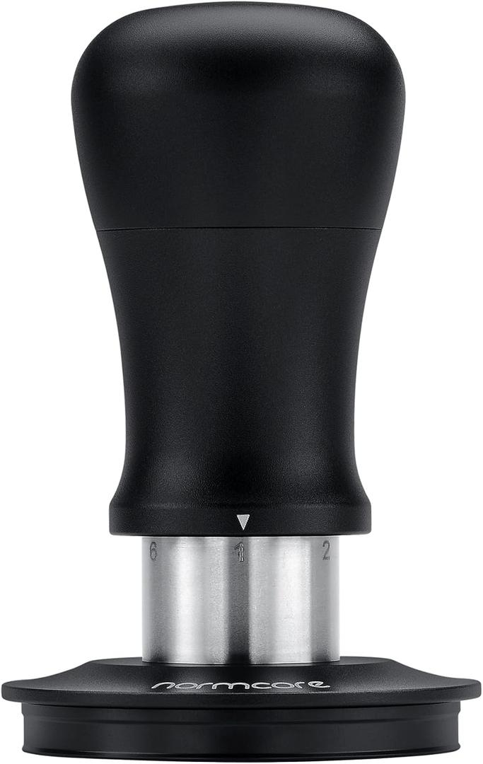 Normcore 58.5mm Espresso Tamper V5, Spring-loaded Coffee Tamper with 6 Adjustable Pressure Settings, Tri-Spring Technology, Titanium-Coated Ripple Base, Anodized Aluminum Handle and Silicone Stand