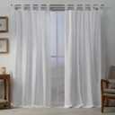 EXCLUSIVE HOME Loha Linen Braided Tab Top Curtain Panel Pair, 54"x96", Winter White