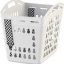 United Solutions Hands-Free Laundry Tote with Adjustable and Removable Strap, Easy to Carry Plastic Laundry Hamper with Ventilated Design, Lightweight, Large Capacity, White