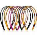 Chuangdi 6 Pieces Plastic Plain Headband for Women Double Row Headband Teeth Comb Hair Bands Tortoise Shell DIY Hair Hoop Non Slip Accessory, 5 Colors