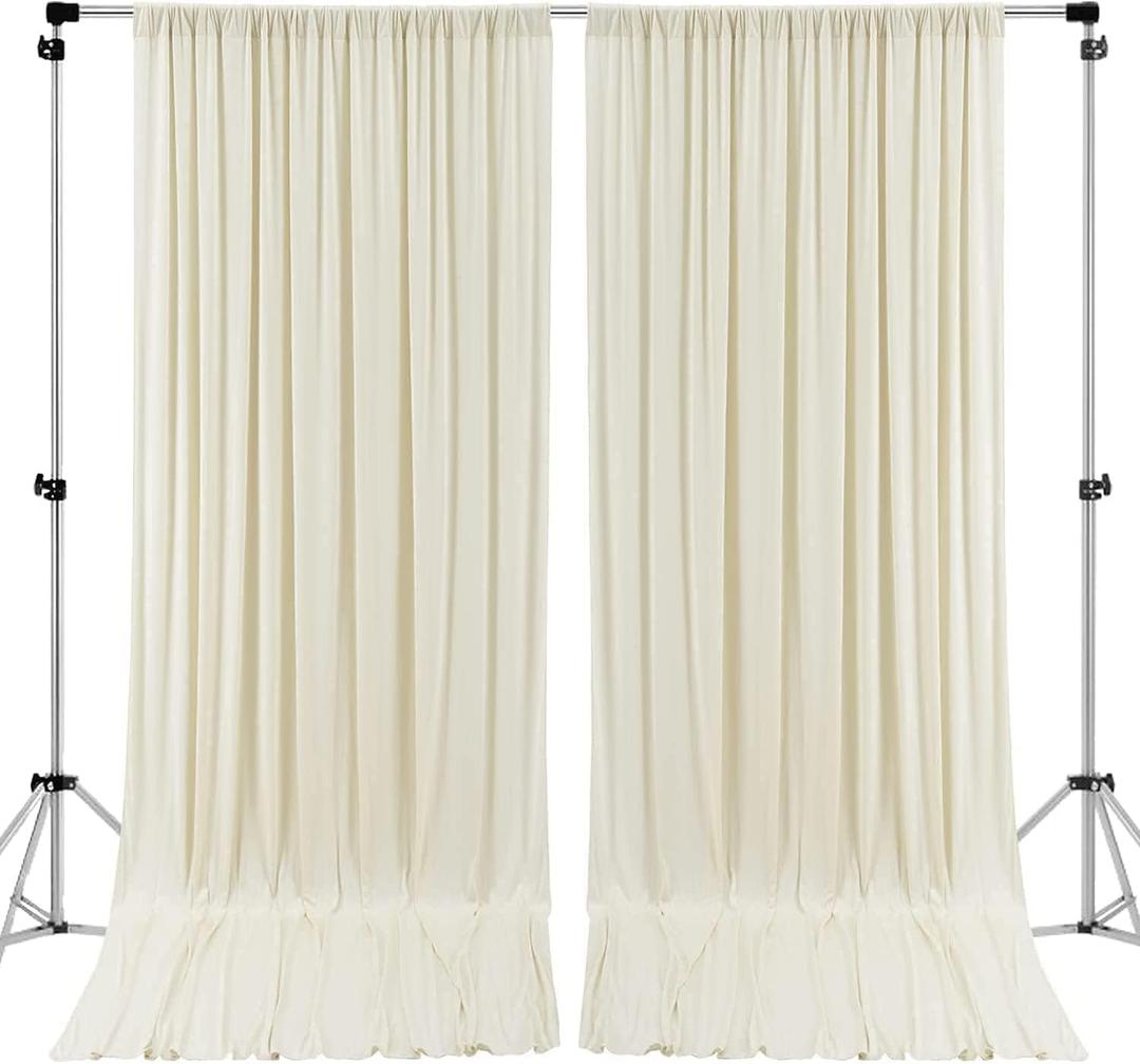 10 feet x 10 feet IFR Polyester Backdrop Drapes Curtains Panels with 4" Rod Pockets (Rod Not Included) - Wedding Ceremony Party Home Window Decorations - Ivory (60"W x 120"L (Pack of 2))
