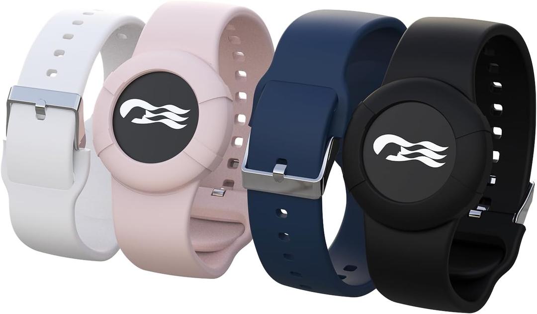 4 Pack Princess Cruise Medallion Holders for Kids and Adults, Silicone Wristbands for Carnival Ocean Medallion - 2 Sizes (S/M and M/L) in One Pack, Black and Dark Blue (M/L), Pink and White (S/M)  