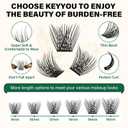 KEYYOU Lash Clusters 144pcs Individual Lashes D Curl 16mm Eyelash Clusters Super Lightweight Air Touch Cluster Lashes Soft&Wispy Comfortable Easy to DIY at Home(Air01-D-16mm)
