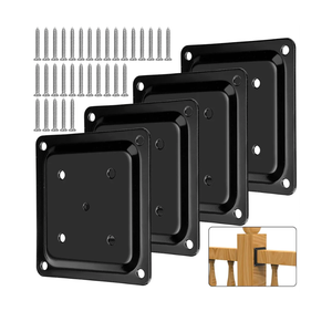 4 Pcs Wood Post Plate Connector, 4" x 4" Wood Fence Post Anchor Base, Deck Porch Railing Support Base, Powder-Coated Decking Post Base (4)