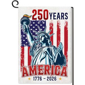 2 x 250 Years American Garden Flag, 250th Anniversary USA Yard Flags, Statue of Liberty Design for 1776 to 2026 Commemorative Decoration, Double-Sided Patriotic Outdoor Flag