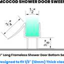 36" Shower Door Bottom Seal Strip for 1/2" (12mm) Glass Ultra Clear Polycarbonate Shower Door Sweep, Single Pack